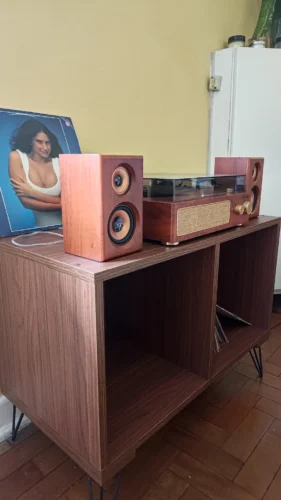 estante rack para vinil e aparelho top 14pf