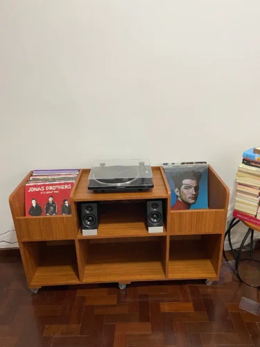 estante para discos lps receiver e toca discos better
