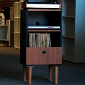estante para aparelhos e vinil lps bessie