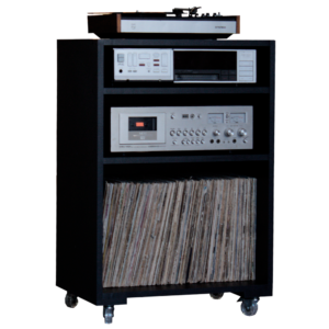 estante para aparelhos e vinil lps muce