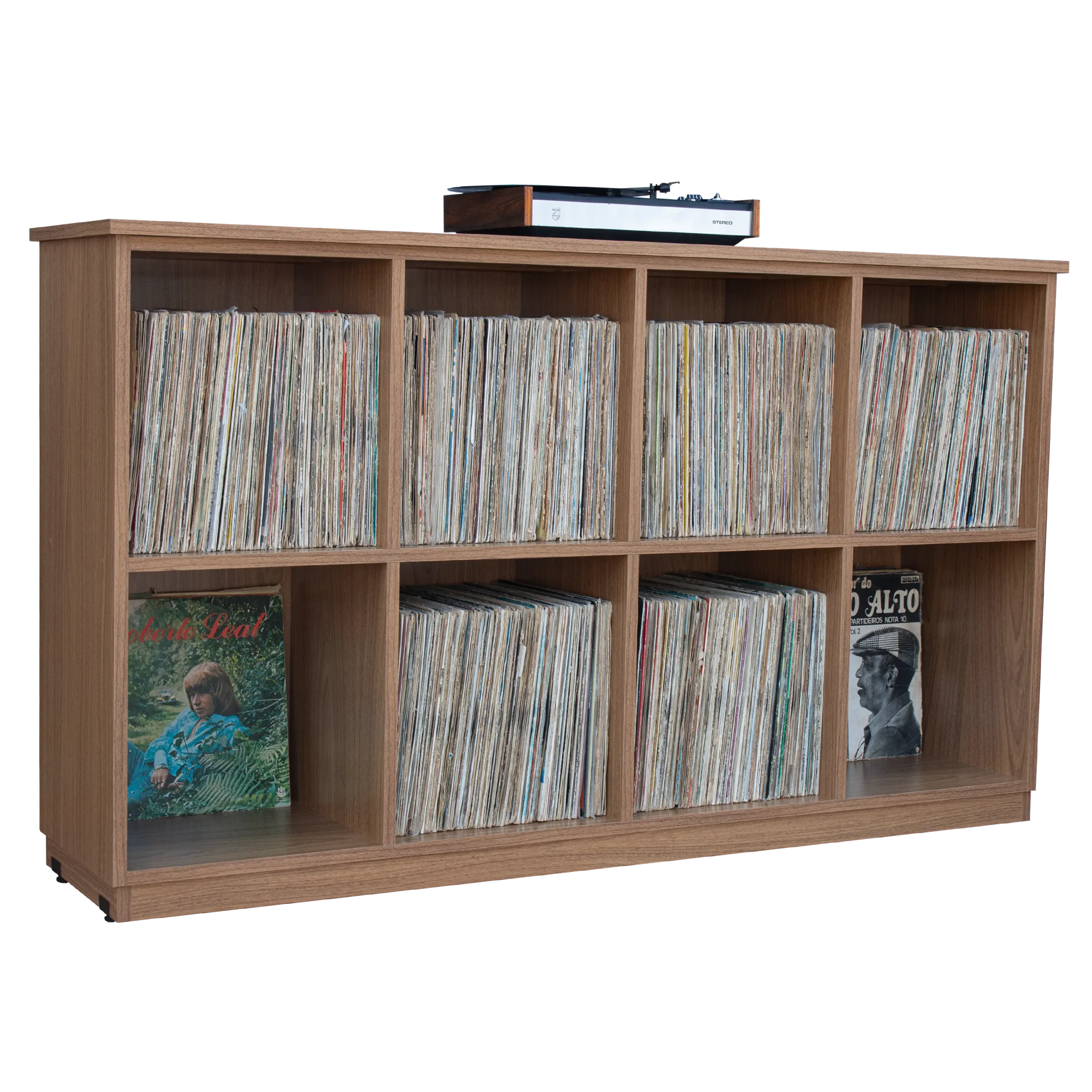 estante para discos de vinil louro freijó 170cm cin 001