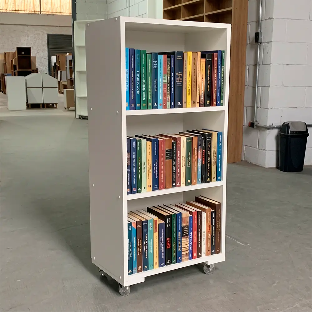 estante para livros com rodinhas mdf branco 18mm enviado montado el 16