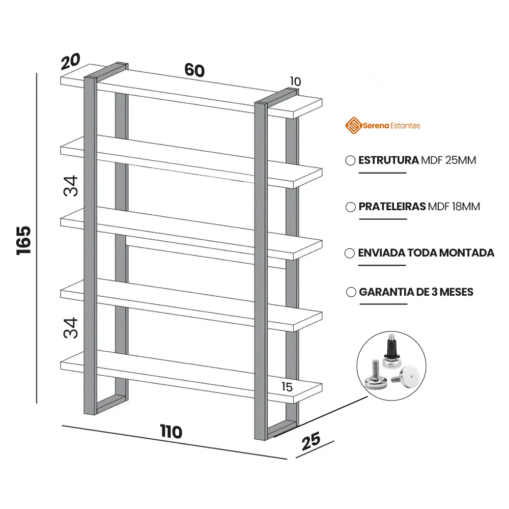 estante prateleiras industrial em mdf enviado montado