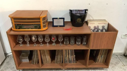 estante rack para discos de vinil e aparelhos getup long