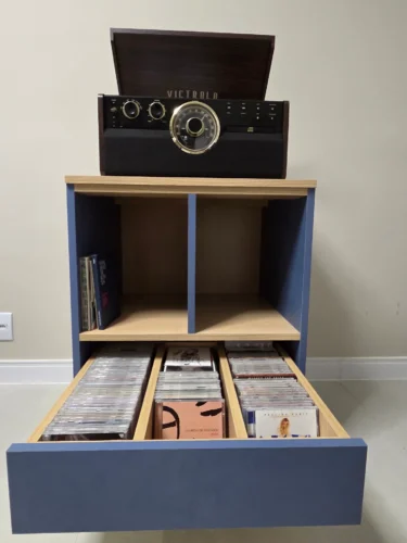 estante rack para vinil e cds top 14hg (mdf 18mm cinamomo com preto)