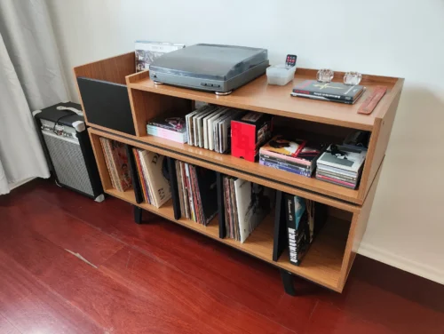 estante para discos de vinil e toca discos receiver cx